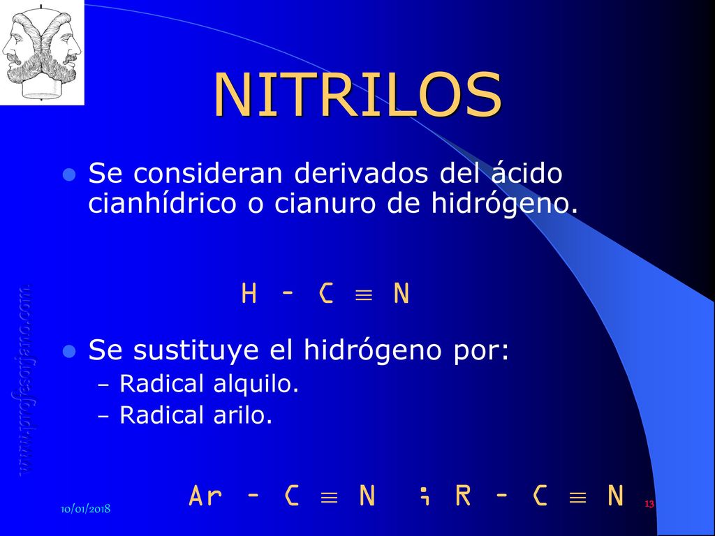 NITRILOS H – C  N Ar – C  N ; R – C  N