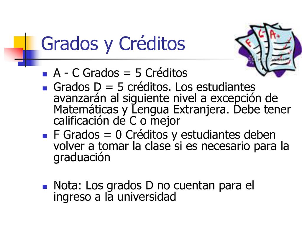 Grados y Créditos A - C Grados = 5 Créditos
