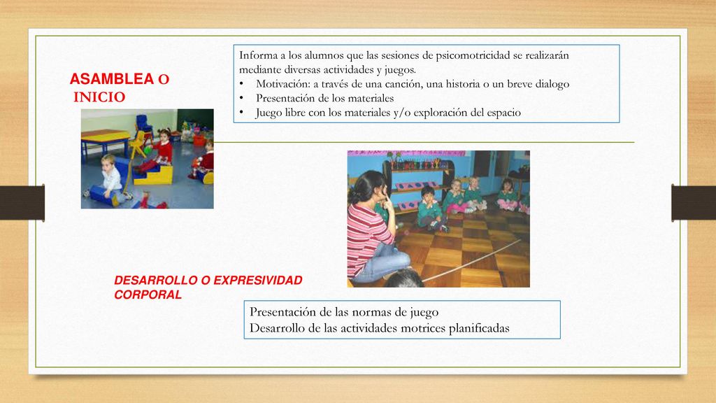 ASAMBLEA O INICIO Presentación de las normas de juego