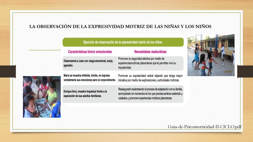 LA OBSERVACIÓN DE LA EXPRESIVIDAD MOTRIZ DE LAS NIÑAS Y LOS NIÑOS
