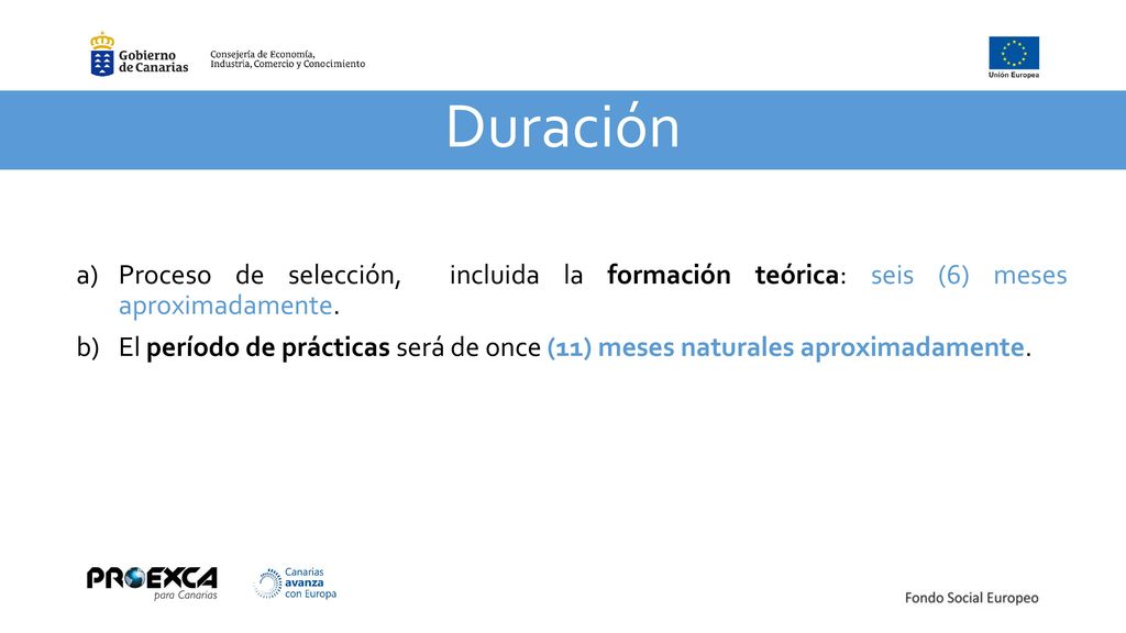 Duración Proceso de selección, incluida la formación teórica: seis (6) meses aproximadamente.