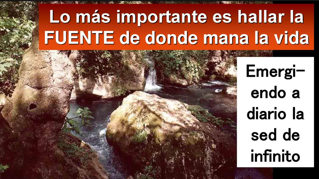 Lo más importante es hallar la FUENTE de donde mana la vida