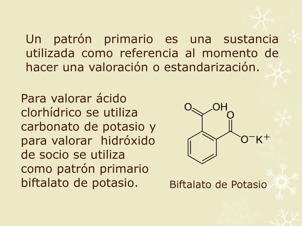 Un patrón primario es una sustancia utilizada como referencia al momento de hacer una valoración o estandarización.