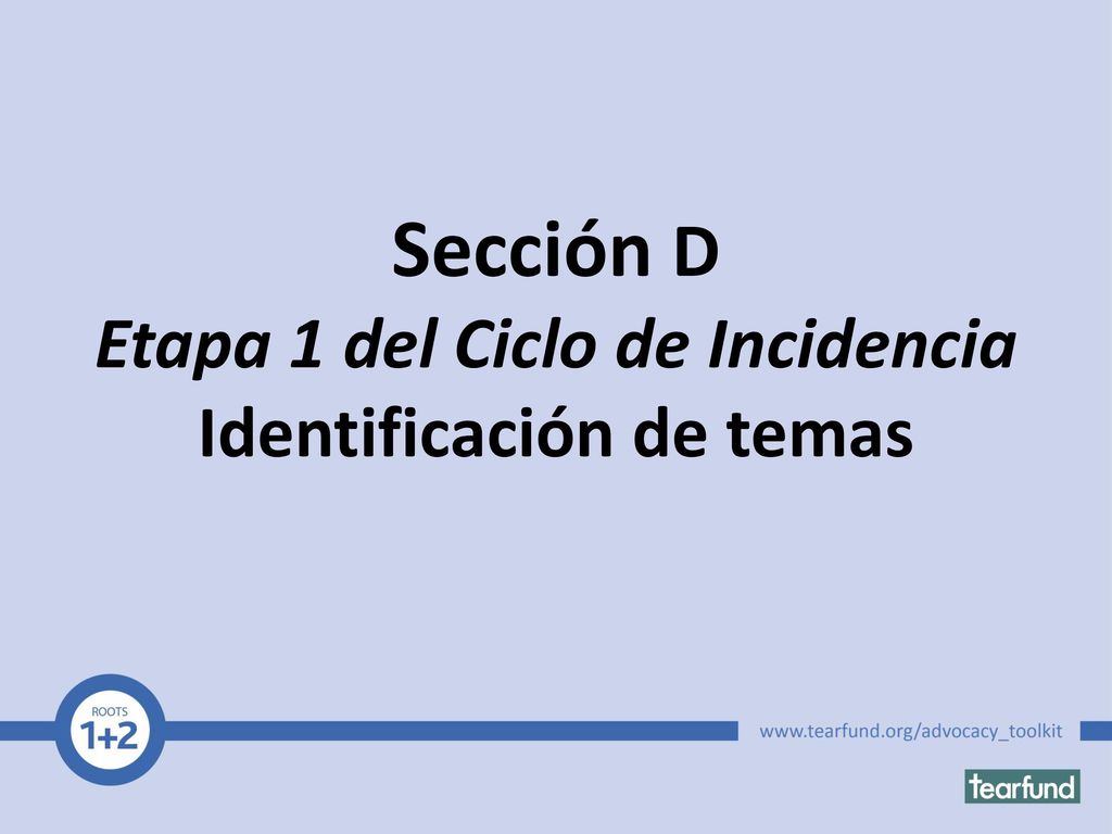 Sección D Etapa 1 del Ciclo de Incidencia Identificación de temas
