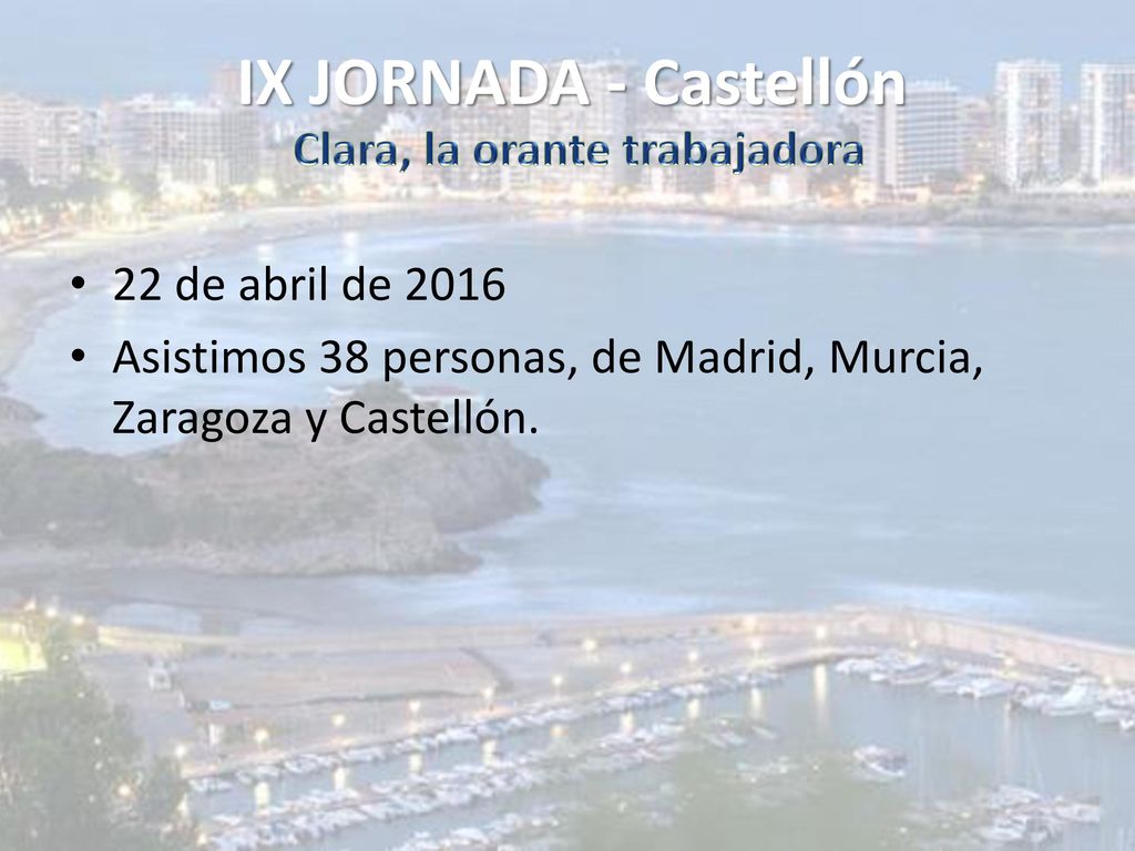 IX JORNADA - Castellón Clara, la orante trabajadora