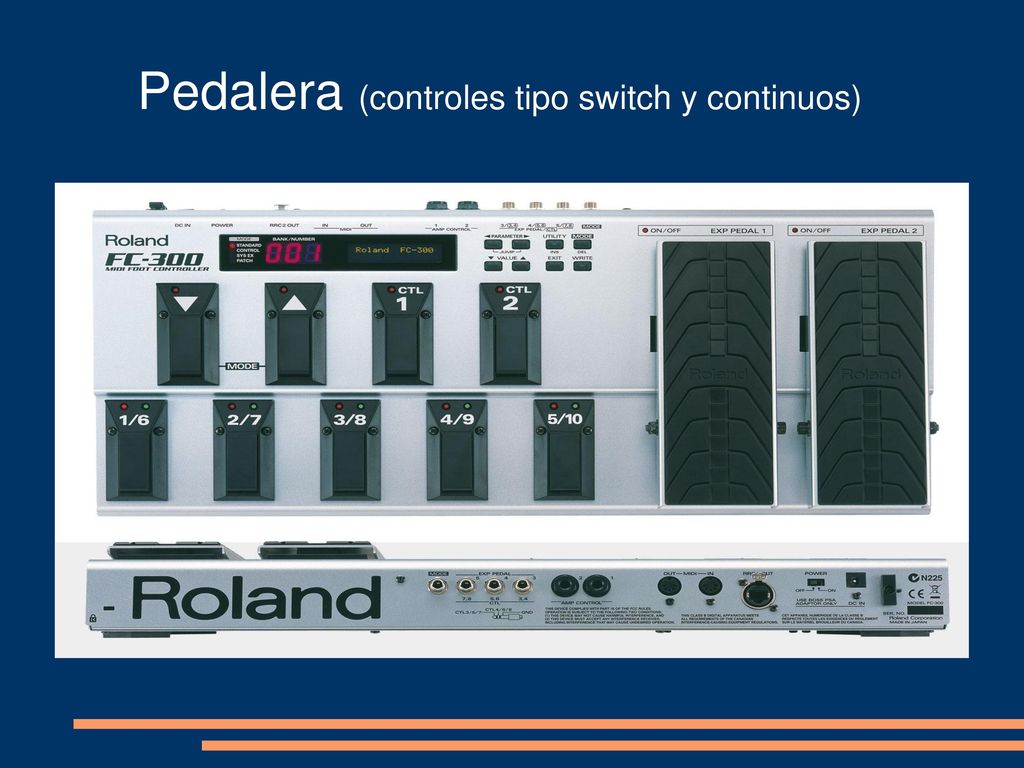 Pedalera (controles tipo switch y continuos)