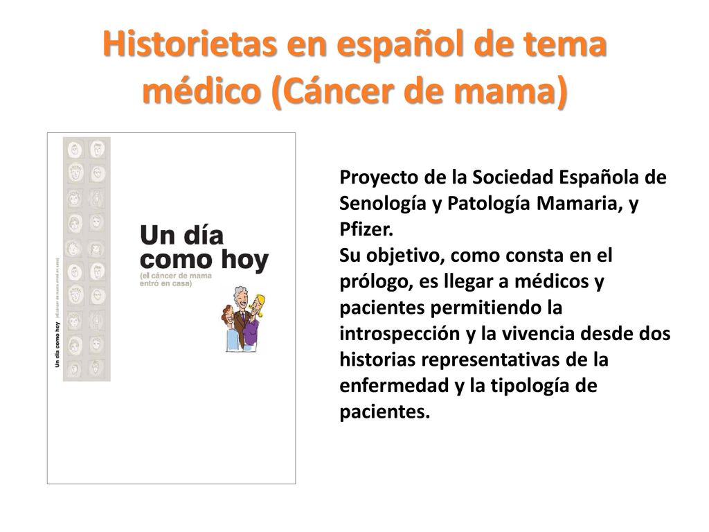 Historietas en español de tema médico (Cáncer de mama)