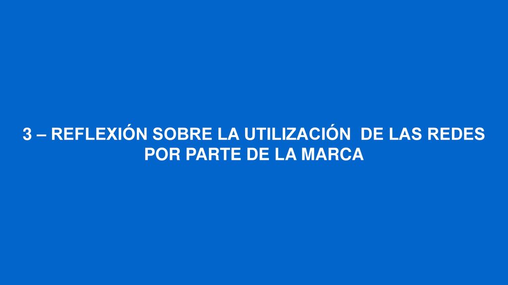 3 – REFLEXIÓN SOBRE LA UTILIZACIÓN DE LAS REDES POR PARTE DE LA MARCA