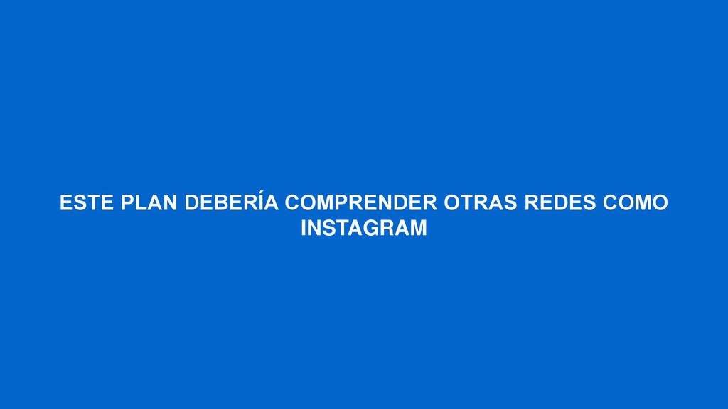 ESTE PLAN DEBERÍA COMPRENDER OTRAS REDES COMO INSTAGRAM