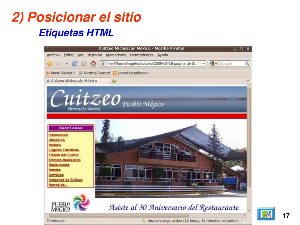 2) Posicionar el sitio Etiquetas HTML 17