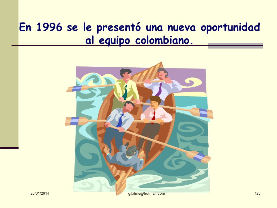 En 1996 se le presentó una nueva oportunidad al equipo colombiano.