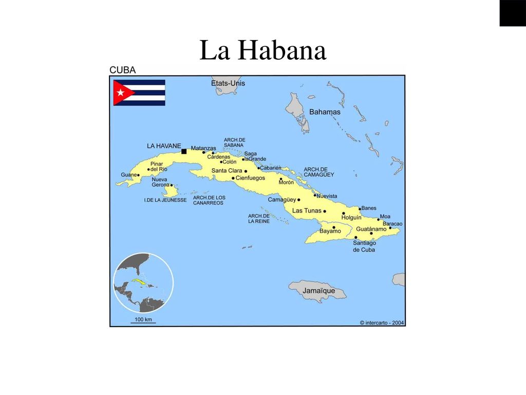 La Habana está en el noroeste de Cuba y Cuba está en América Central.
