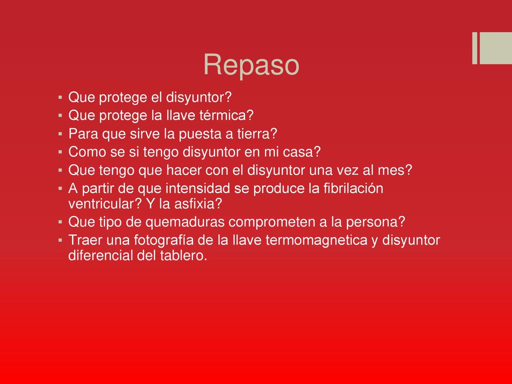 Repaso Que protege el disyuntor Que protege la llave térmica