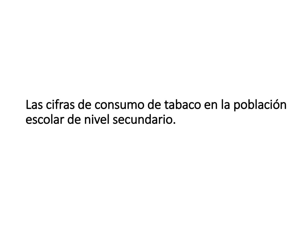 Las cifras de consumo de tabaco en la población escolar de nivel secundario.