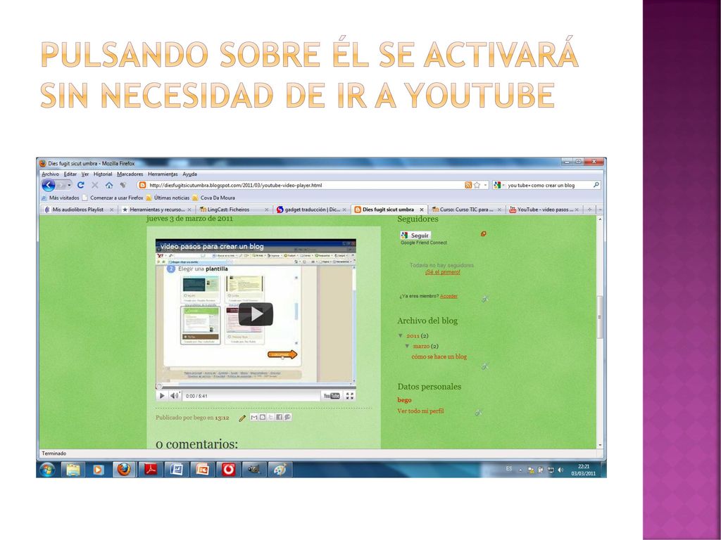 Pulsando sobre él se activará sin necesidad de ir a youtube