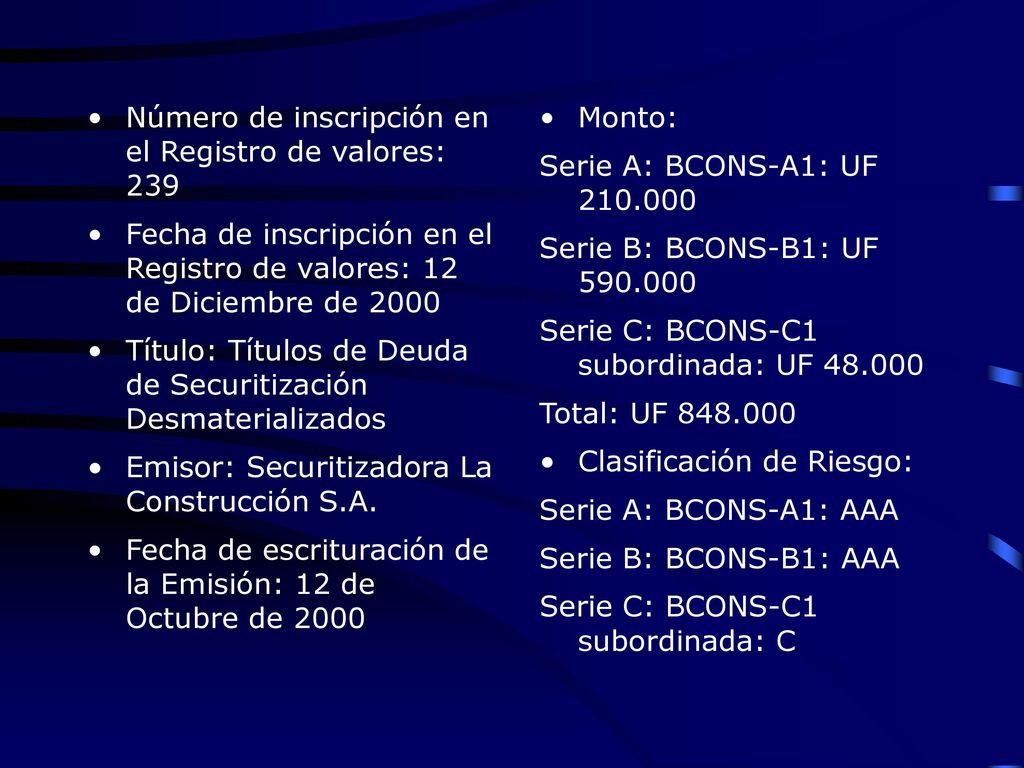 Número de inscripción en el Registro de valores: 239