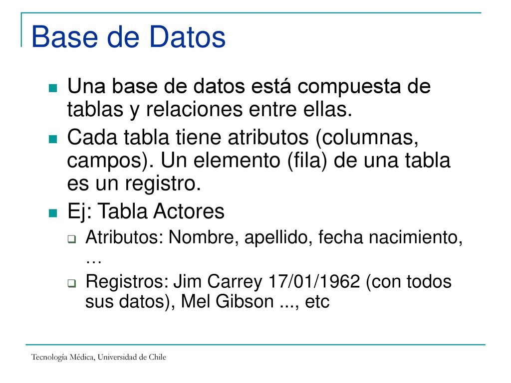 Base de Datos Una base de datos está compuesta de tablas y relaciones entre ellas.