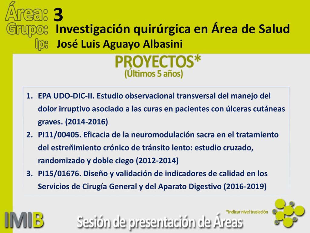 3 Investigación quirúrgica en Área de Salud José Luis Aguayo Albasini