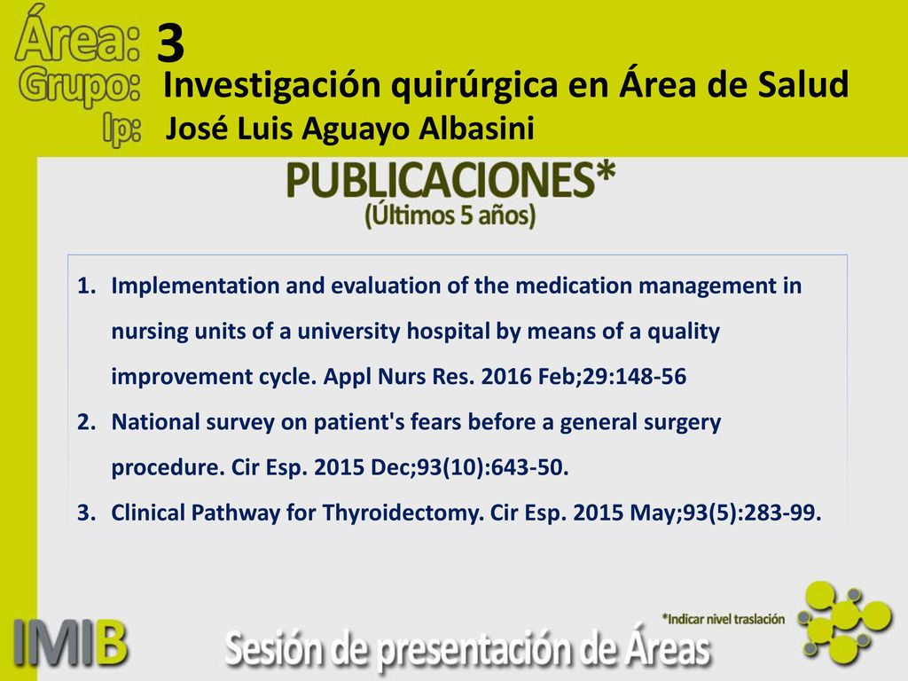 3 Investigación quirúrgica en Área de Salud José Luis Aguayo Albasini