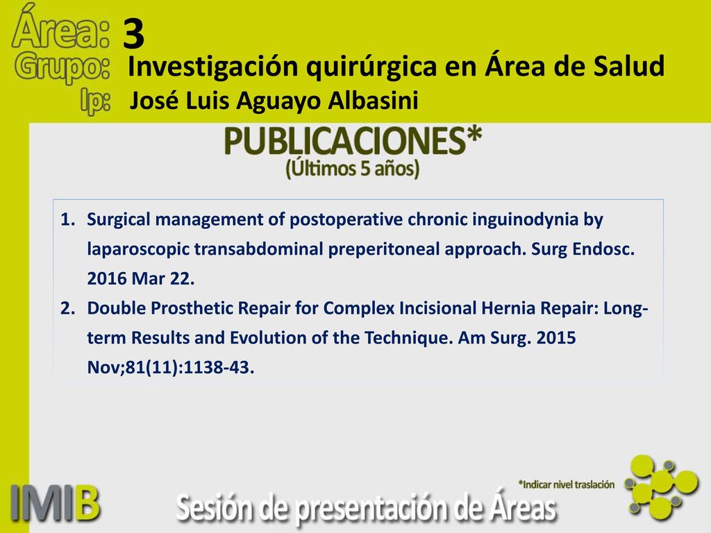 3 Investigación quirúrgica en Área de Salud José Luis Aguayo Albasini