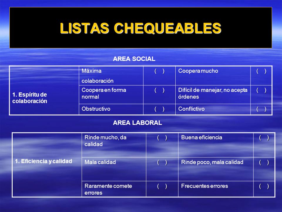 LISTAS CHEQUEABLES AREA SOCIAL AREA LABORAL