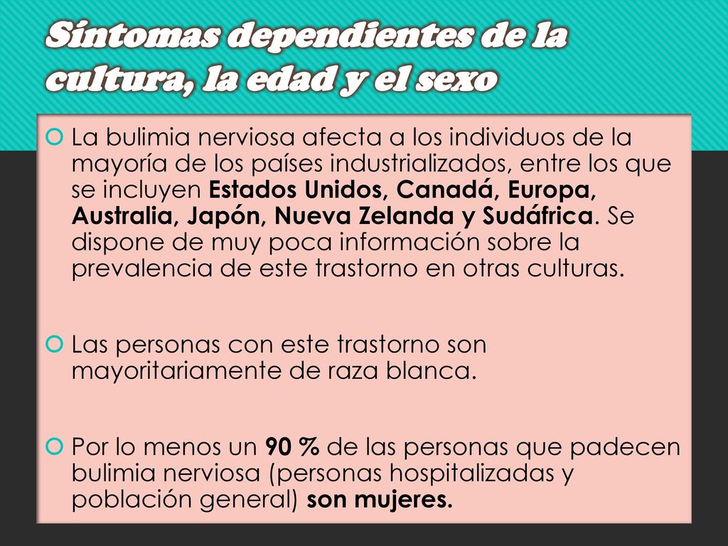 Síntomas dependientes de la cultura, la edad y el sexo