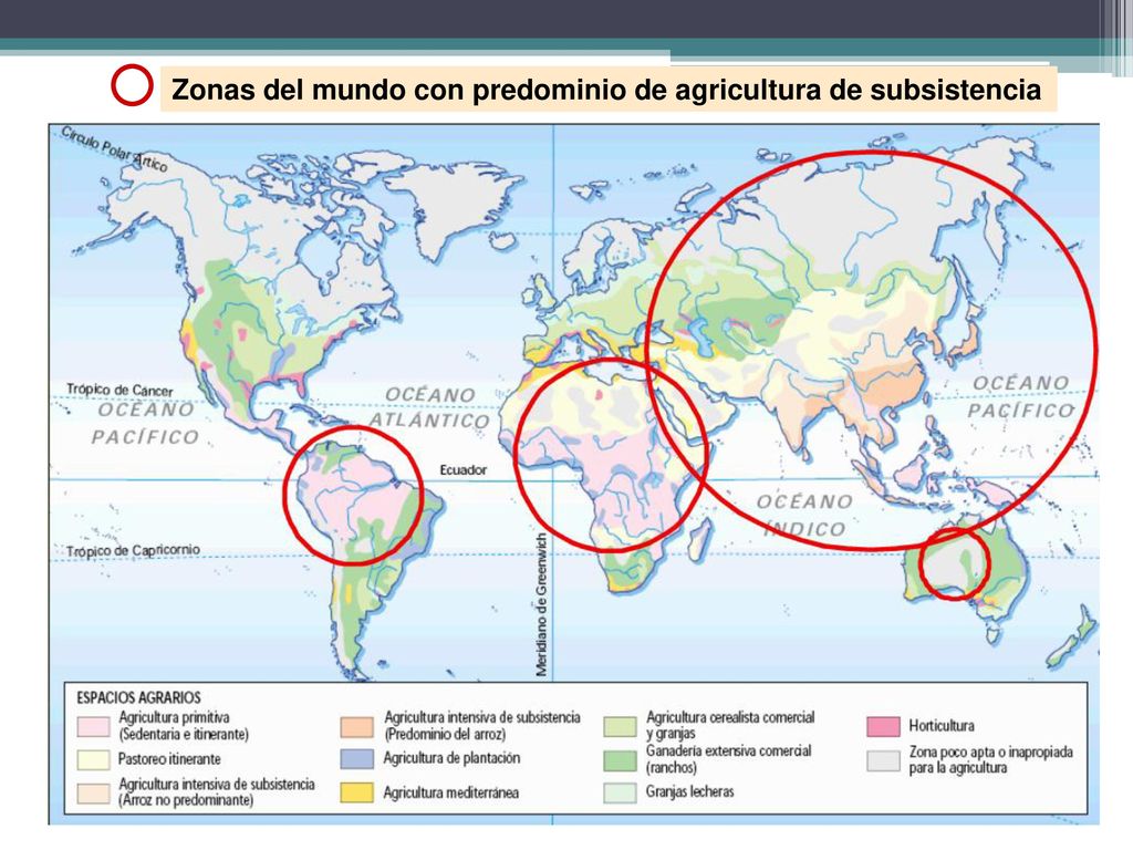 Zonas del mundo con predominio de agricultura de subsistencia