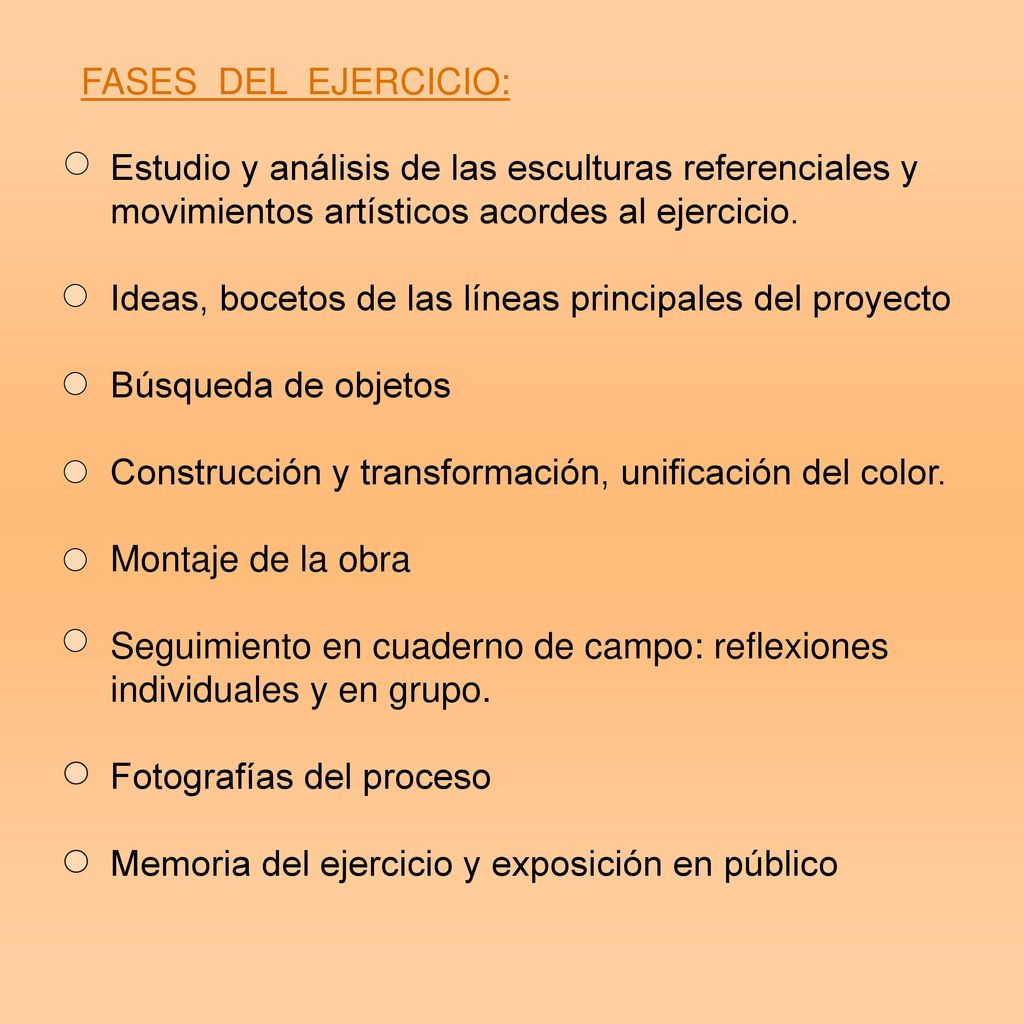 FASES DEL EJERCICIO: Estudio y análisis de las esculturas referenciales y movimientos artísticos acordes al ejercicio.