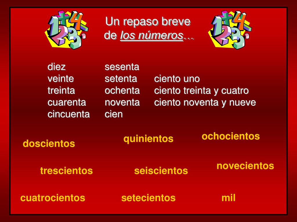 Un repaso breve de los números… diez veinte treinta cuarenta cincuenta