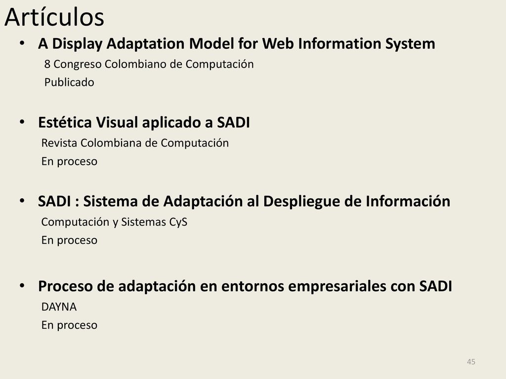 Artículos A Display Adaptation Model for Web Information System