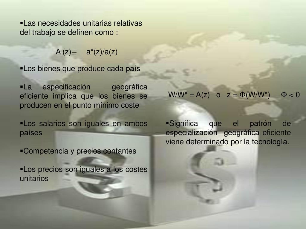 Las necesidades unitarias relativas del trabajo se definen como :
