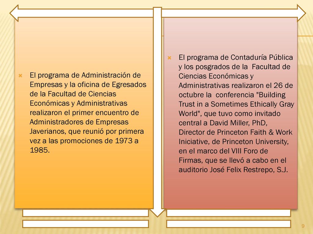 El programa de Administración de Empresas y la oficina de Egresados de la Facultad de Ciencias Económicas y Administrativas realizaron el primer encuentro de Administradores de Empresas Javerianos, que reunió por primera vez a las promociones de 1973 a 1985.