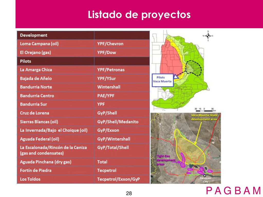 Listado de proyectos P A G B A M