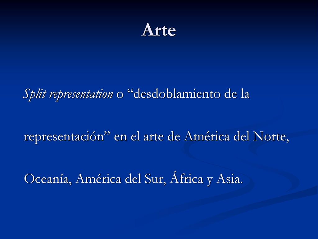 Arte Split representation o desdoblamiento de la representación en el arte de América del Norte, Oceanía, América del Sur, África y Asia.
