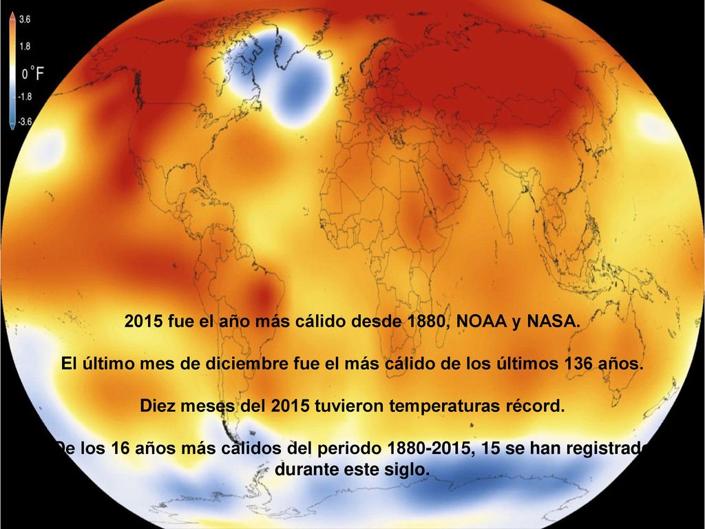 2015 fue el año más cálido desde 1880, NOAA y NASA.