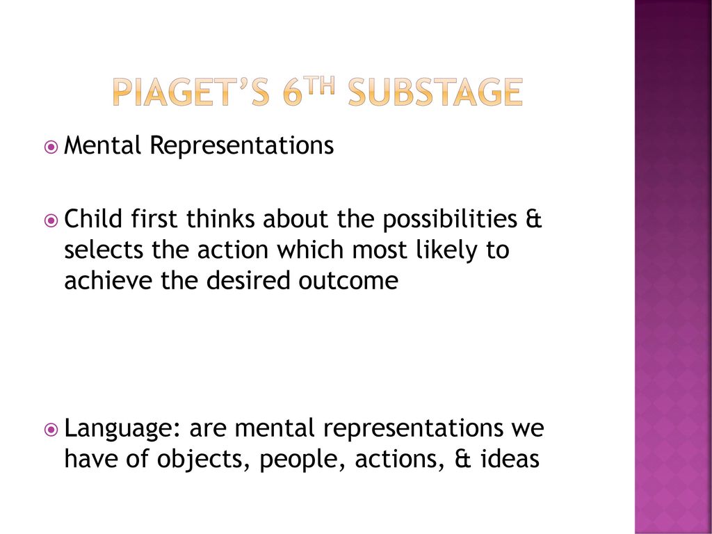Piaget’s 6th substage Mental Representations