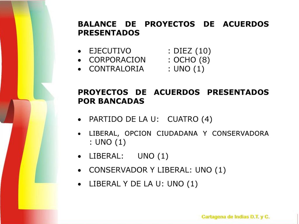 BALANCE DE PROYECTOS DE ACUERDOS PRESENTADOS EJECUTIVO : DIEZ (10)
