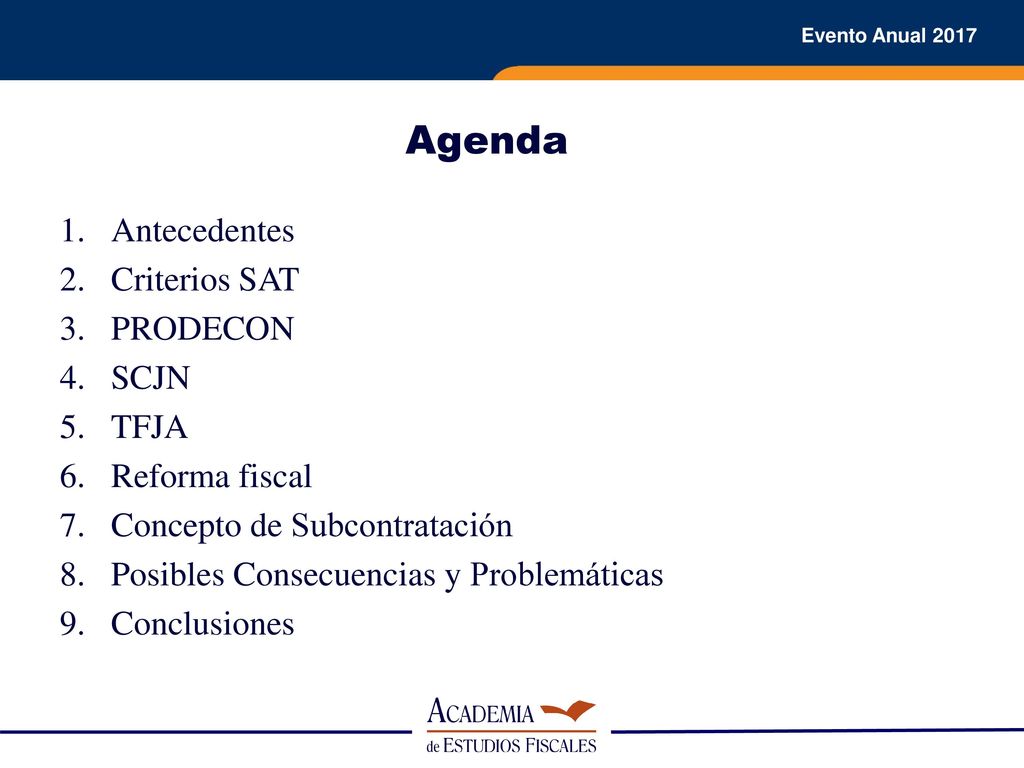 Agenda Antecedentes Criterios SAT PRODECON SCJN TFJA Reforma fiscal