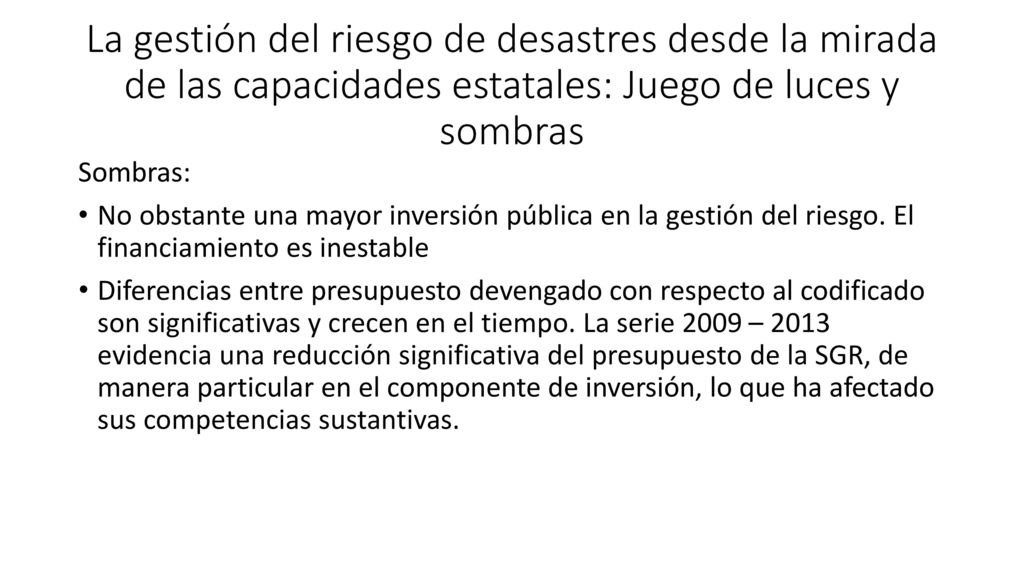 La gestión del riesgo de desastres desde la mirada de las capacidades estatales: Juego de luces y sombras