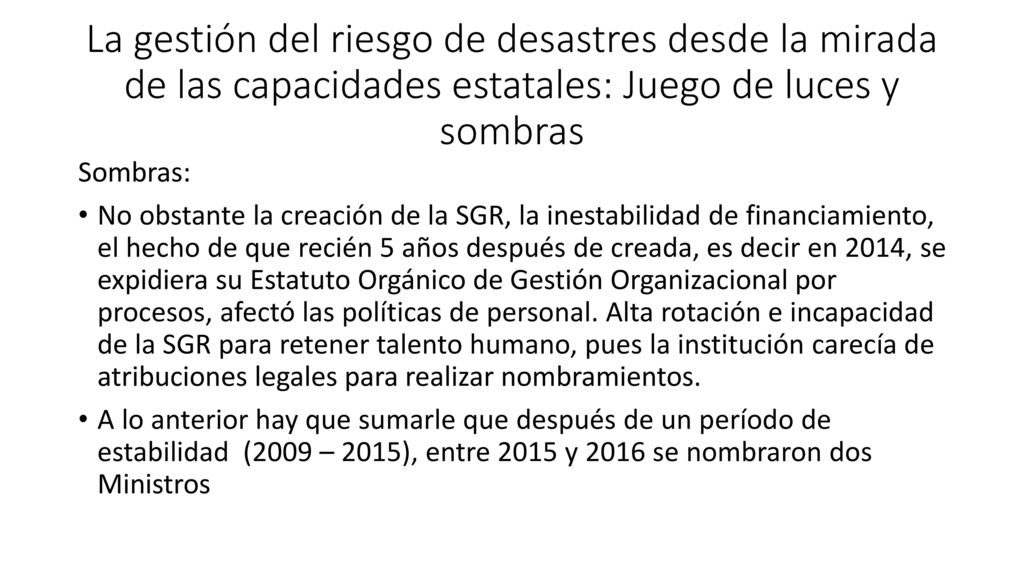 La gestión del riesgo de desastres desde la mirada de las capacidades estatales: Juego de luces y sombras
