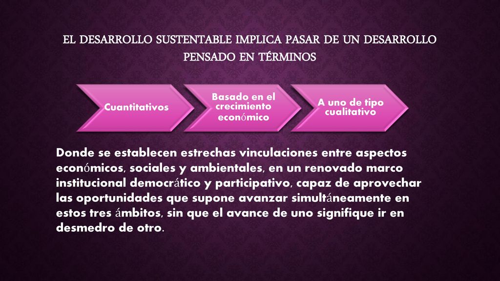 El desarrollo sustentable implica pasar de un desarrollo pensado en términos