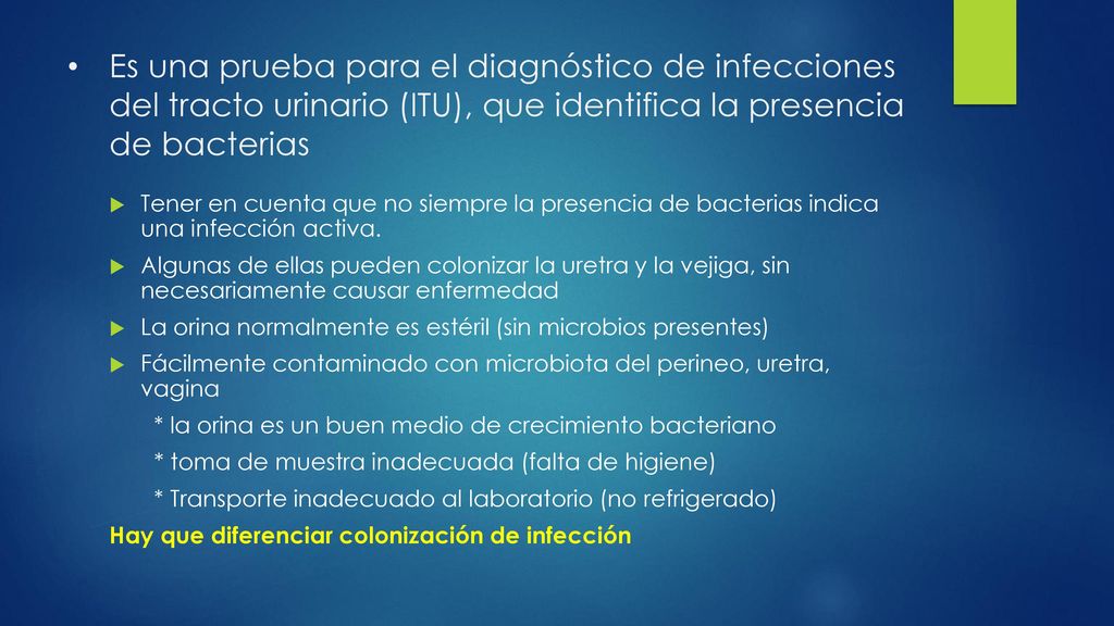Es una prueba para el diagnóstico de infecciones del tracto urinario (ITU), que identifica la presencia de bacterias