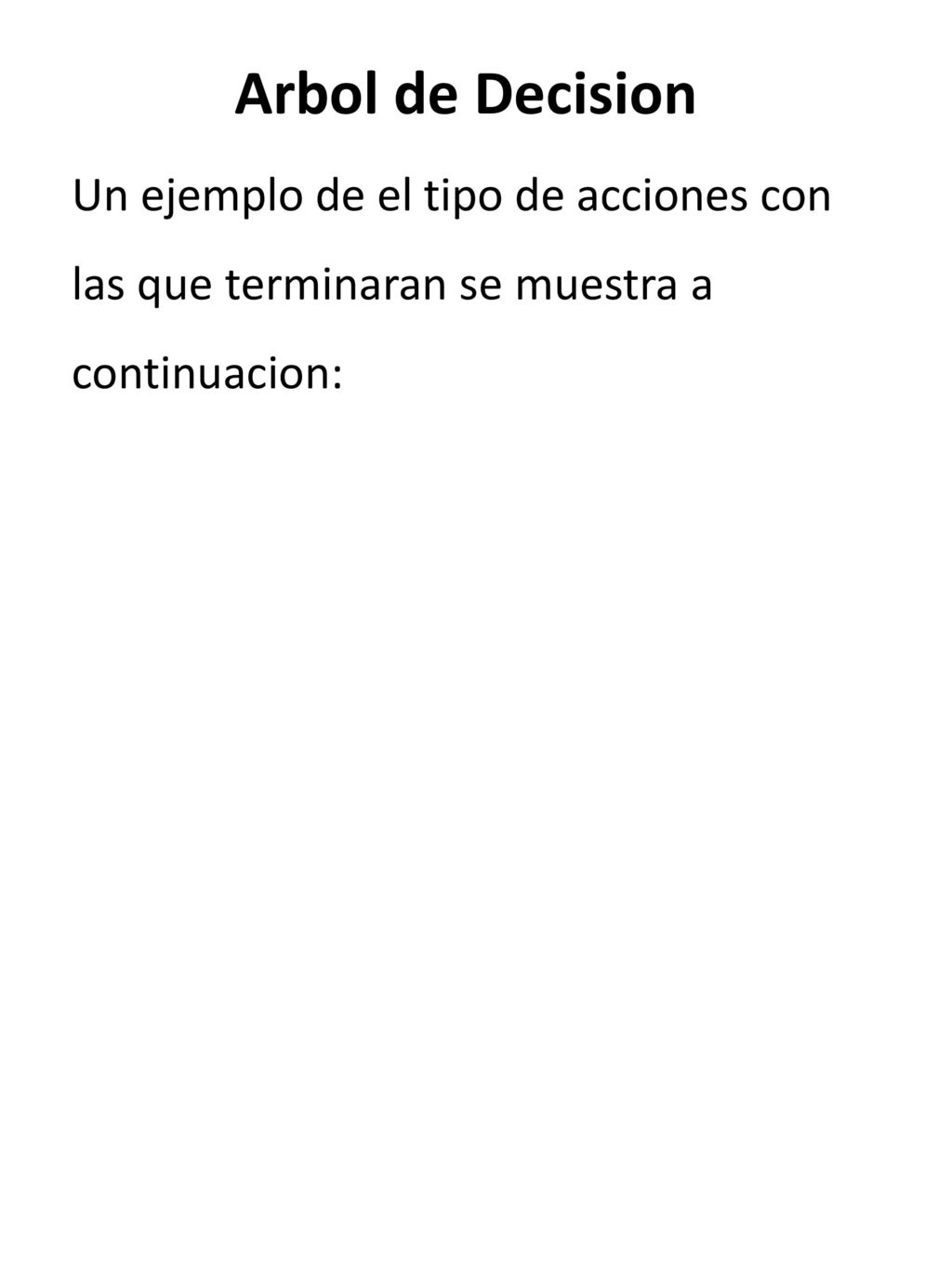 Arbol de Decision Un ejemplo de el tipo de acciones con las que terminaran se muestra a continuacion: