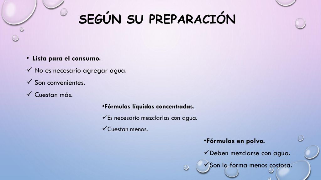 Según su preparación Lista para el consumo.