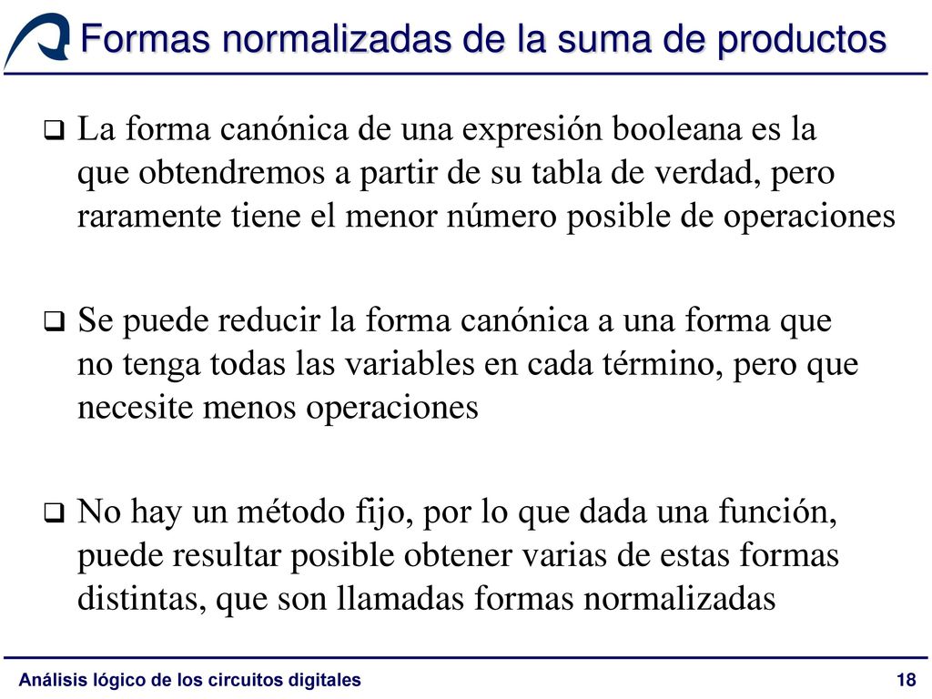 Formas normalizadas de la suma de productos