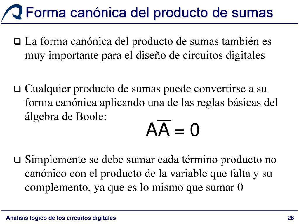 Forma canónica del producto de sumas
