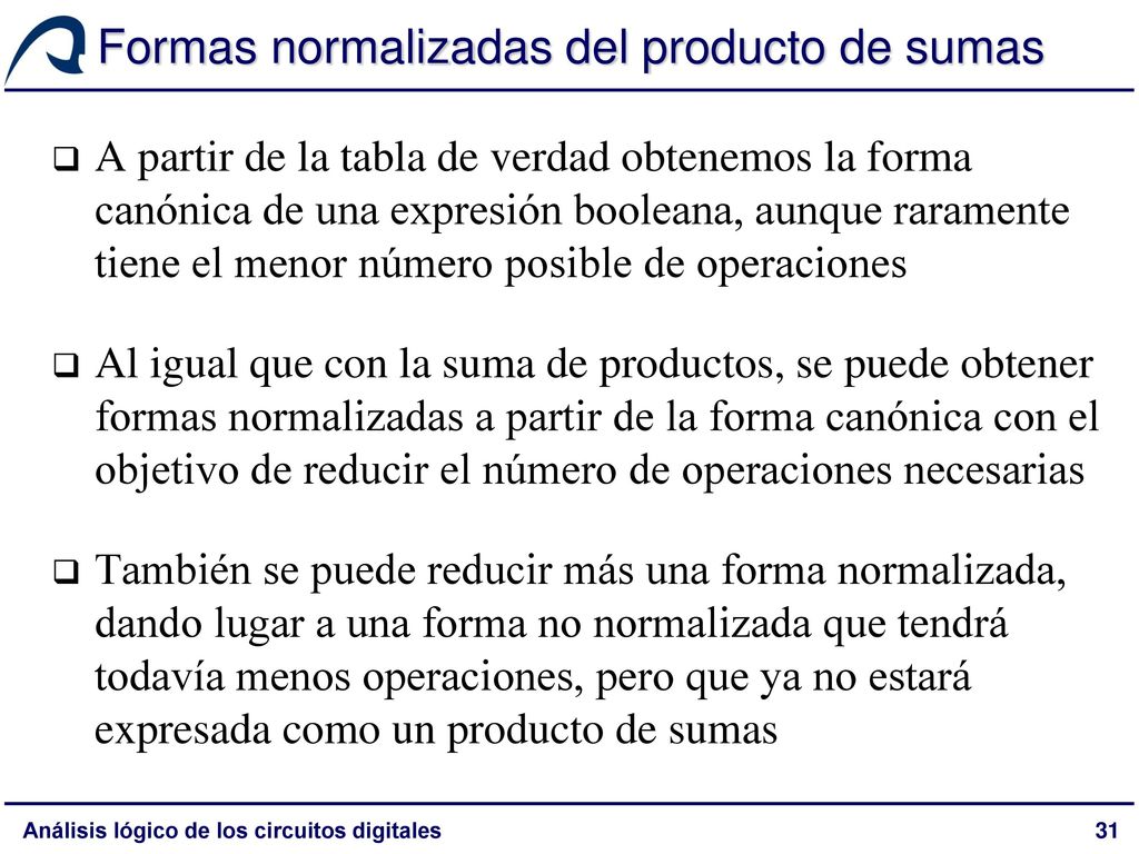 Formas normalizadas del producto de sumas