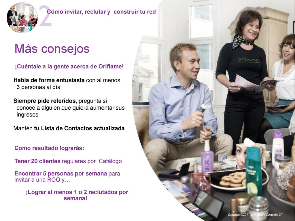 ¡Lograr al menos 1 o 2 reclutados por semana!