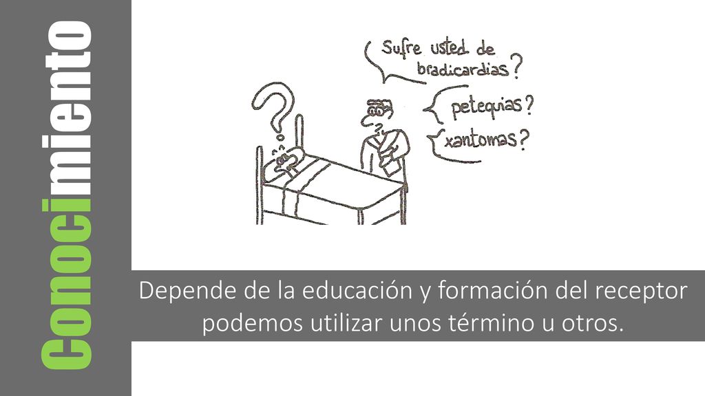 Conocimiento Depende de la educación y formación del receptor podemos utilizar unos término u otros.