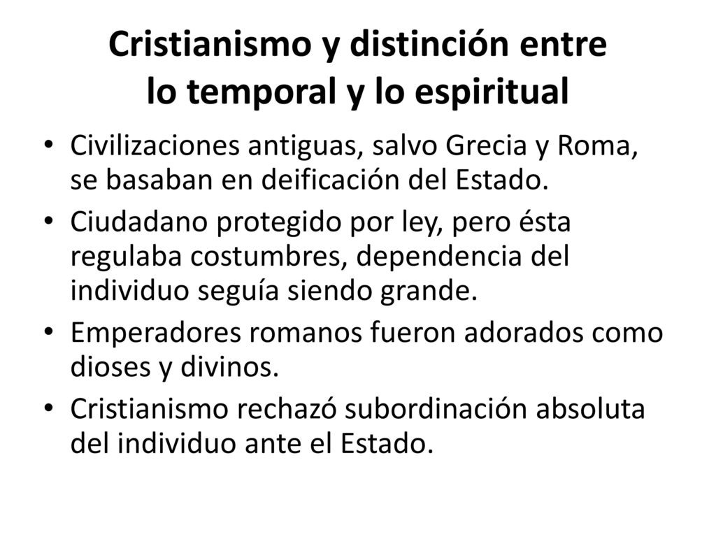 Cristianismo y distinción entre lo temporal y lo espiritual